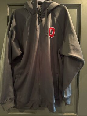Ouray Brand Gray Zip-Up Hoodie with Red 'O' Patch XXL Men’s